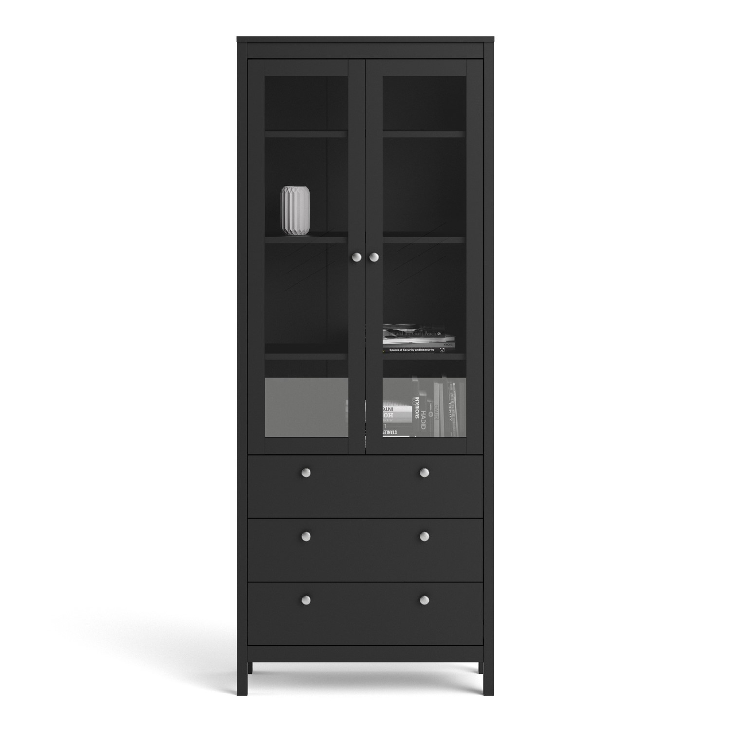 Photo of Tall black display cabinet with glass doors - madrid