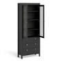 Tall Black Display Cabinet with Glass Doors - Madrid