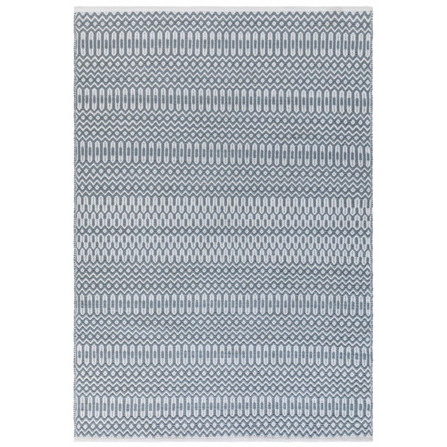 Halsey Indoor/Outdoor Duck Egg Blue & White Geometric Patterned Rug - 170x120cm