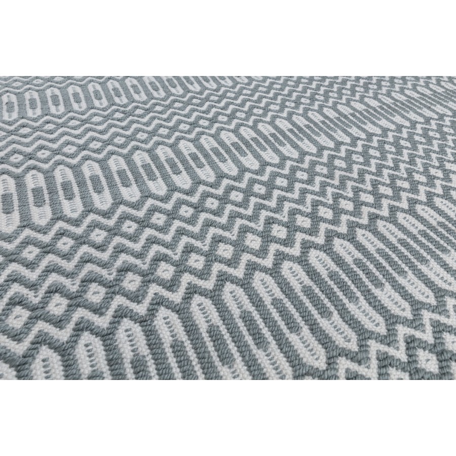 Halsey Indoor/Outdoor Duck Egg Blue & White Geometric Patterned Rug - 170x120cm