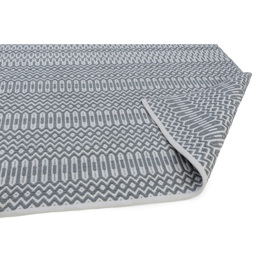 Halsey Indoor/Outdoor Duck Egg Blue & White Geometric Patterned Rug - 170x120cm