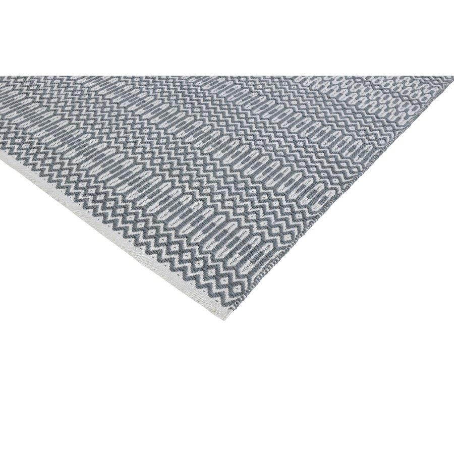 Halsey Indoor/Outdoor Duck Egg Blue & White Geometric Patterned Rug - 170x120cm