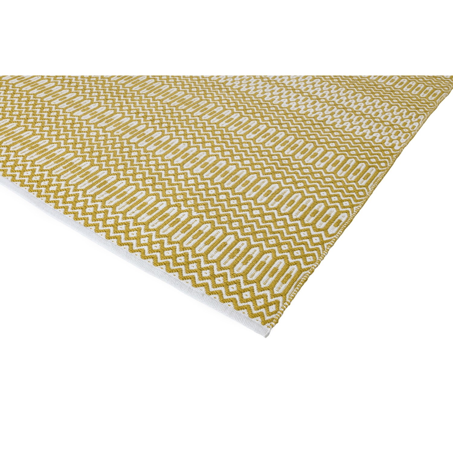 Halsey Indoor/Outdoor Mustard & White Geometric Patterned Rug ...