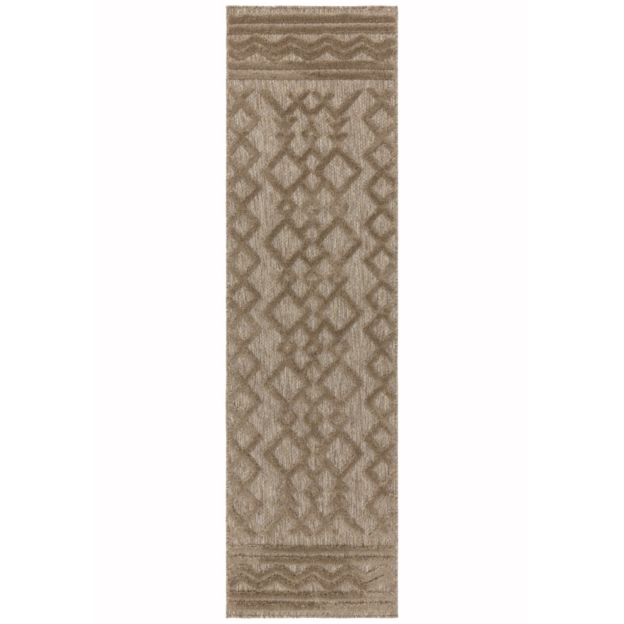 Salta Brown Textured Indoor/Outdoor Runner Rug - 240x66cm