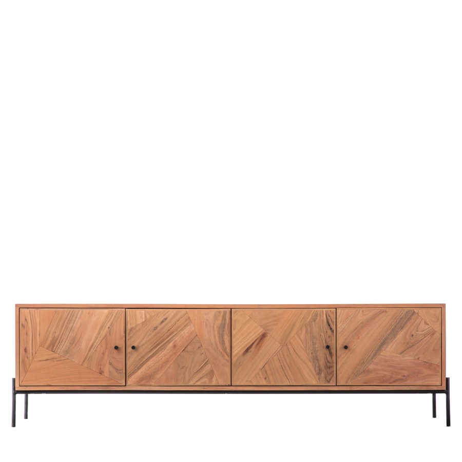 Large Acacia Wood TV Stand with Storage - TV's up to 70" - Caspian House
