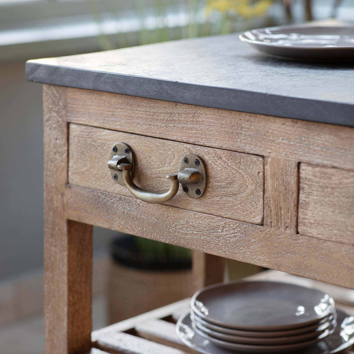 Wooden Butchers Block with Storage - Furniture123