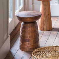 Round Mango Wood Side Table - Kayla