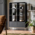FOL103739 Tall Black Open Shelf Unit with 2 Doors - Caspian House