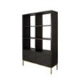 Tall Black Open Shelf Unit with 2 Doors - Caspian House
