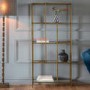 Tall Bronze Metal Bookcase with Storage Shelves - Raya - Caspian House