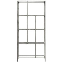 Tall Silver Metal Bookcase with Storage Shelves - Raya - Caspian House