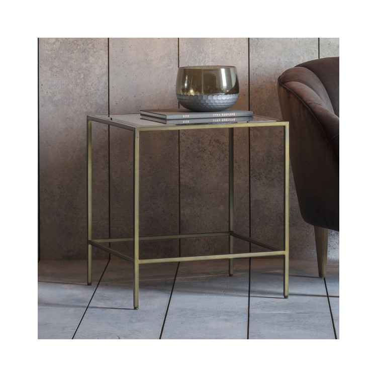 Square Bronze Glass Top Side Table - Raya