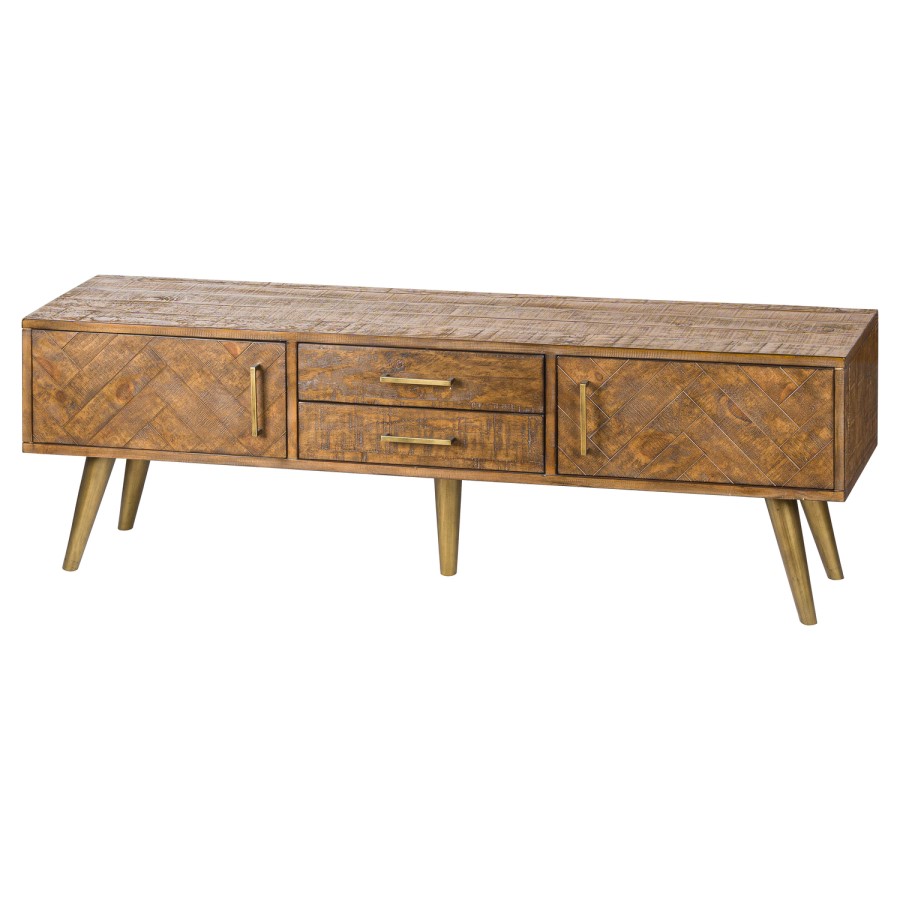 Pine Large TV Unit with Storage - Hill Interiors