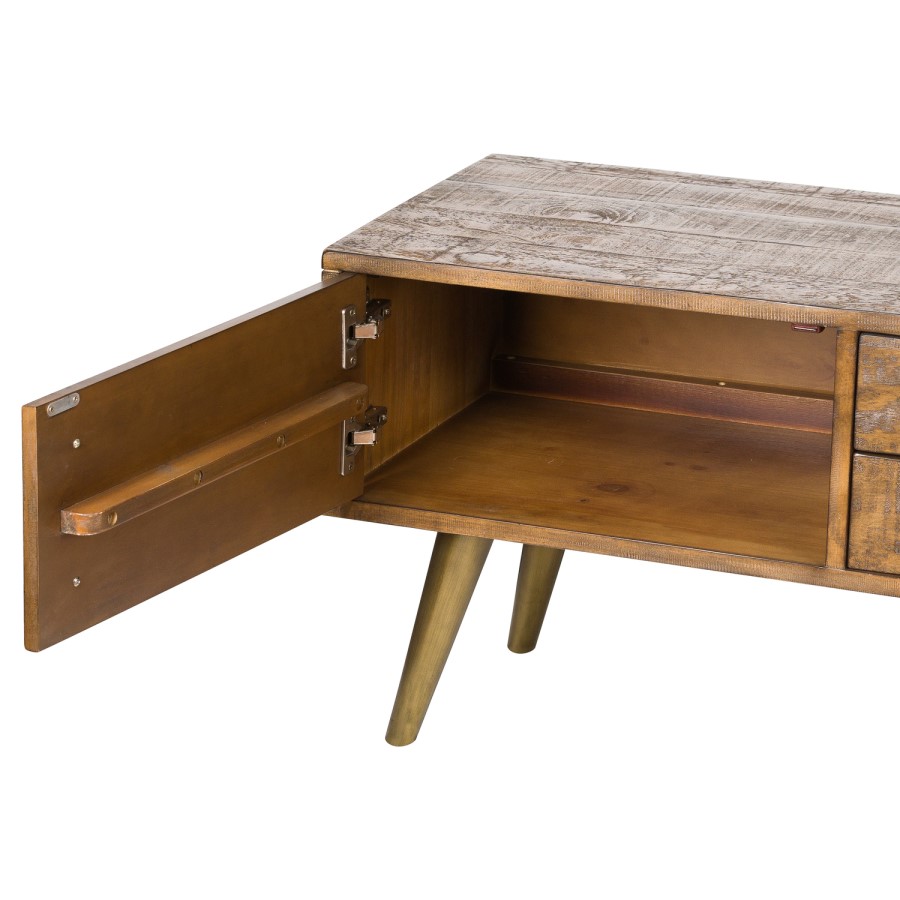 Pine Large TV Unit with Storage - Hill Interiors