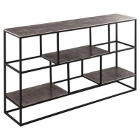 Wide Silver Metal Bookcase with Storage Shelves - Farrah