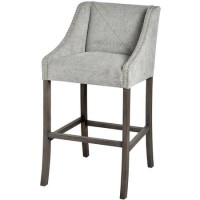 Grey Fabric Bar Stool with Back - Hill Interiors
