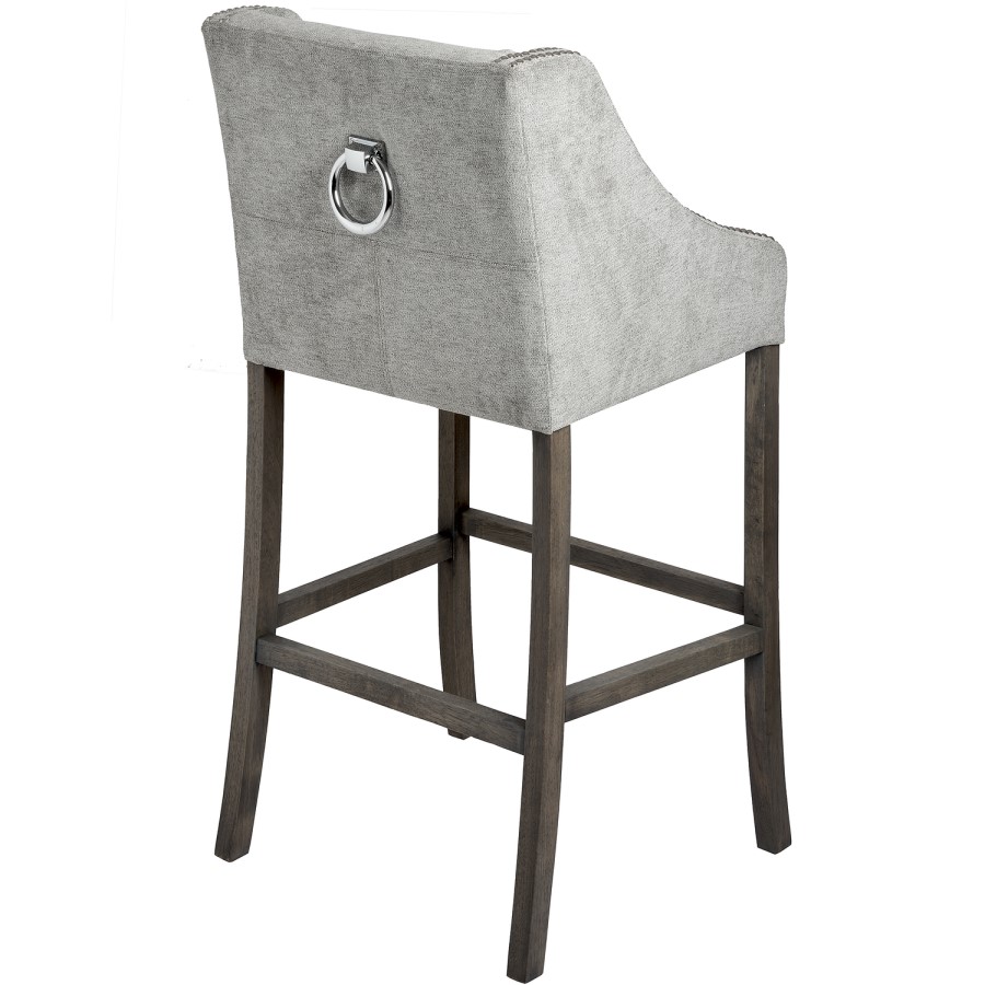Grey Fabric Bar Stool with Back - Hill Interiors