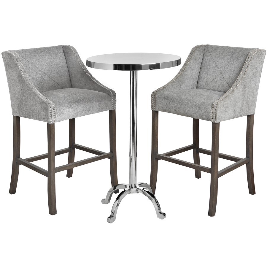 Grey Fabric Bar Stool with Back - Hill Interiors
