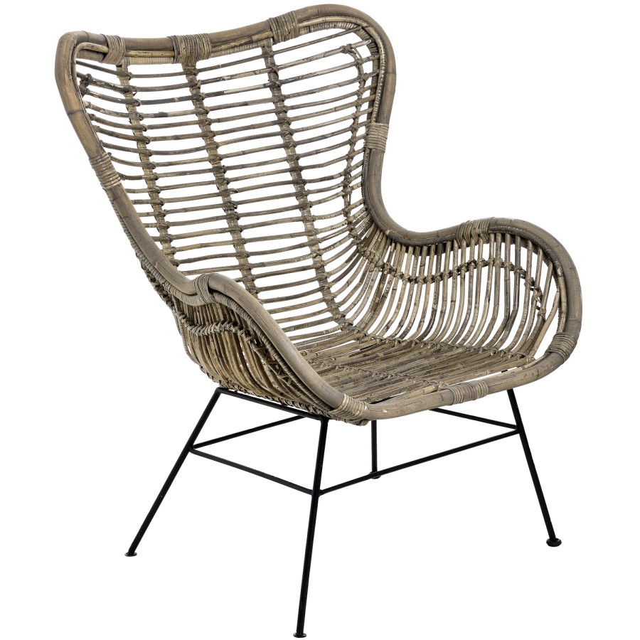 Brown Rattan Lounge Chair - Bali