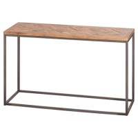 Brown Wooden Herringbone Console Table - Hoxton