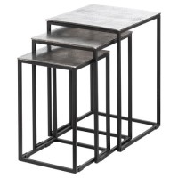 Square Silver Metal Nest of 3 Tables - Farrah