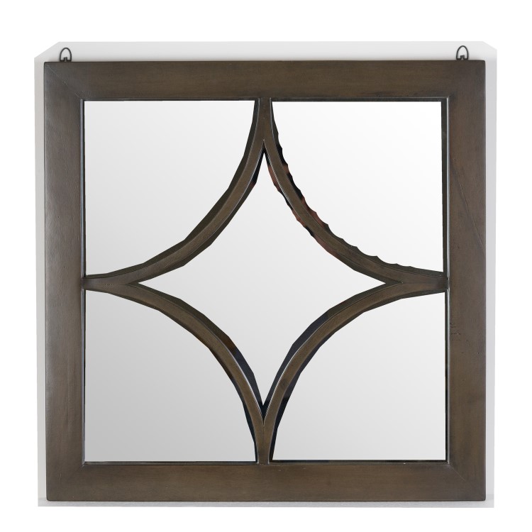 Dark Brown Wood Square Mirror - Vinus