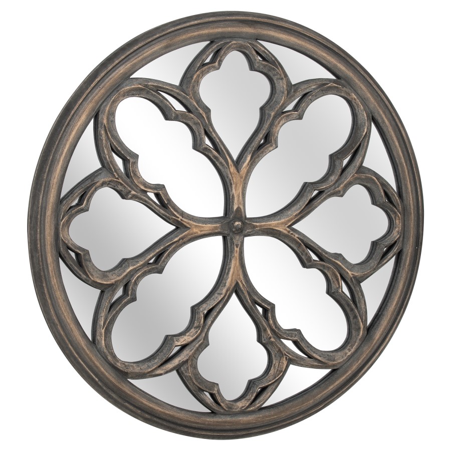 Round Grey Wash Mirror 