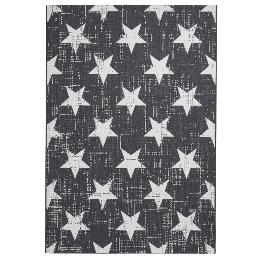 Black & White Indoor/Outdoor Star Rug - 200x290 - Santa Monica