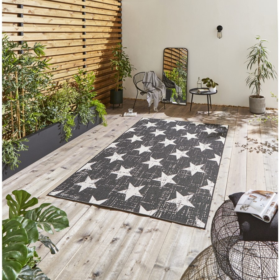 Black & White Indoor/Outdoor Star Rug - 200x290 - Santa Monica