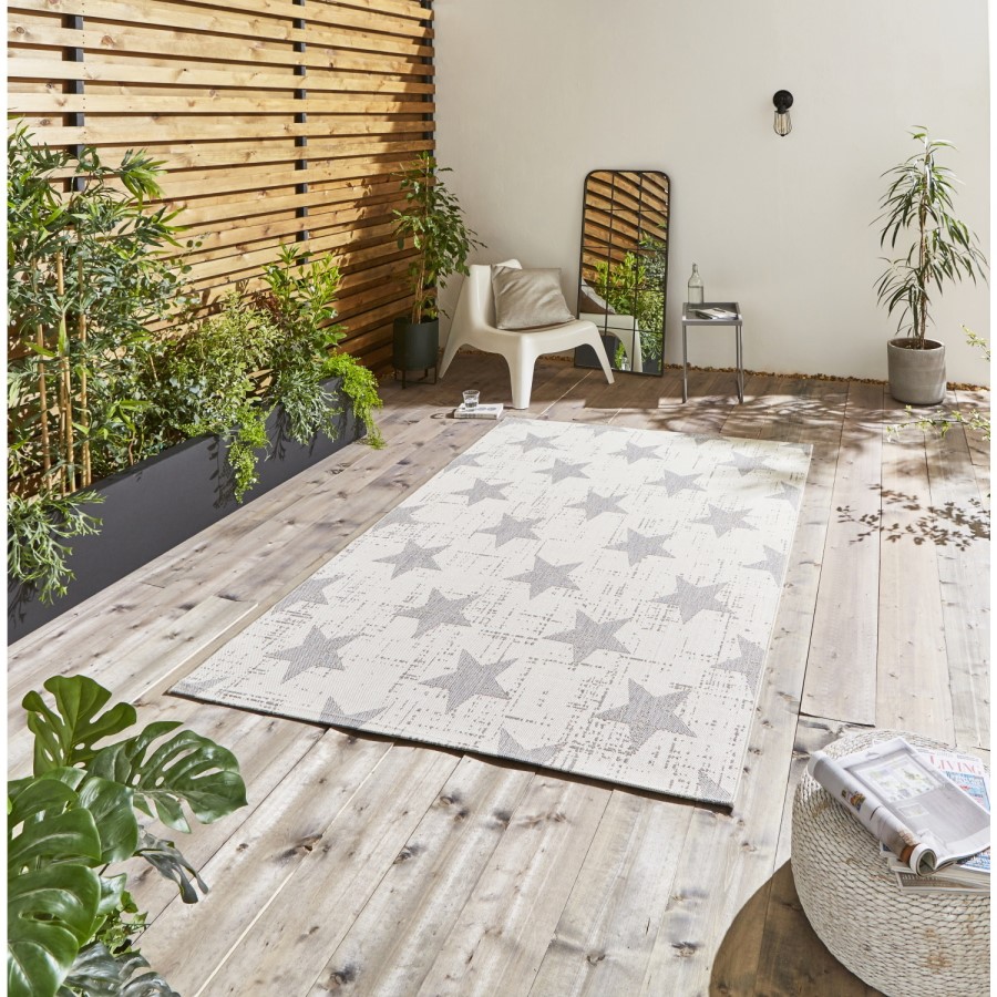 Cream & Grey Indoor/Outdoor Star Rug - 200x290 - Santa Monica