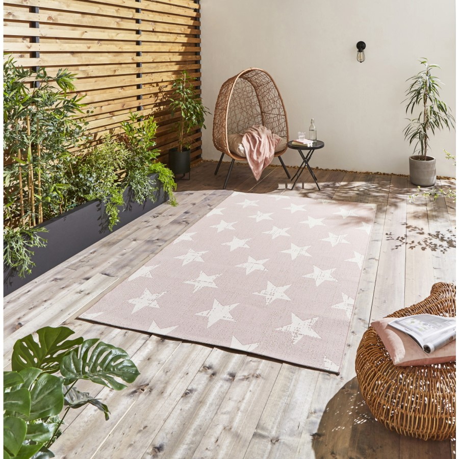 Pink & White Indoor/Outdoor Star Rug - 200x290 - Santa Monica