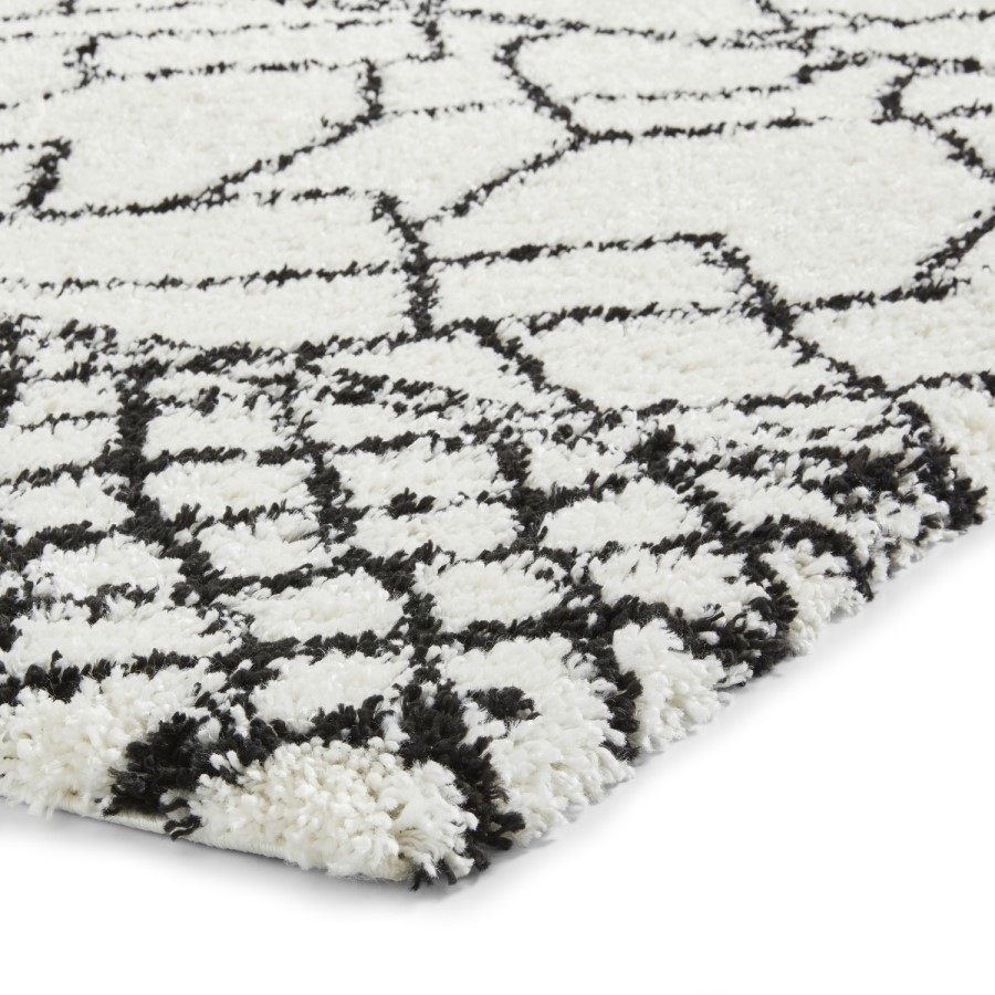 Scandi Berber Rug in Black and White - 120 x 170cm