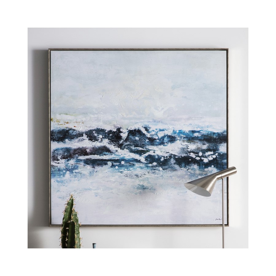 Blue Waves Framed Canvas Wall Art - Caspian House