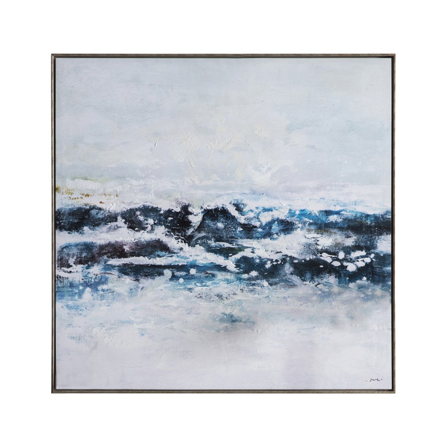 Blue Waves Framed Canvas Wall Art - Caspian House