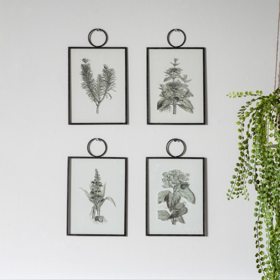 Set of 2 Botanical Glass Hanging Wall Art - Caspian House