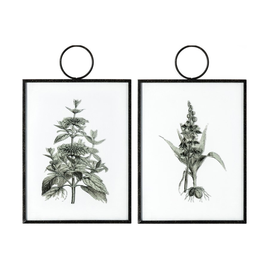 Set of 2 Botanical Glass Wall Art - Caspian House