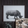 Tribal Rhino Abstract Framed Canvas - Caspian House