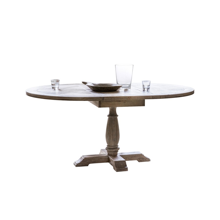 Round Extendable Farmhouse Dining Table - Seats 4-6 -Maverick - Caspian House