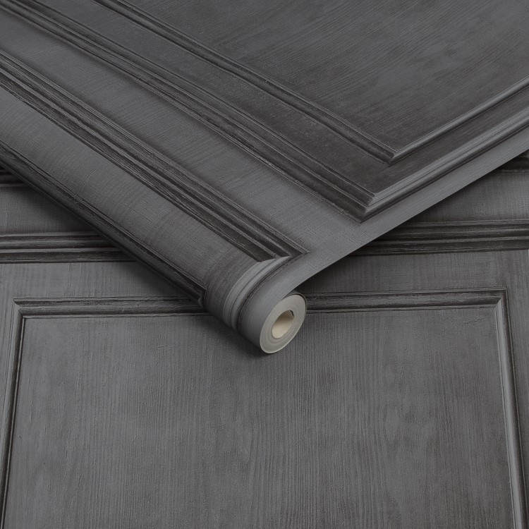 Dark Grey Wood Panel Wallpaper - Fresco