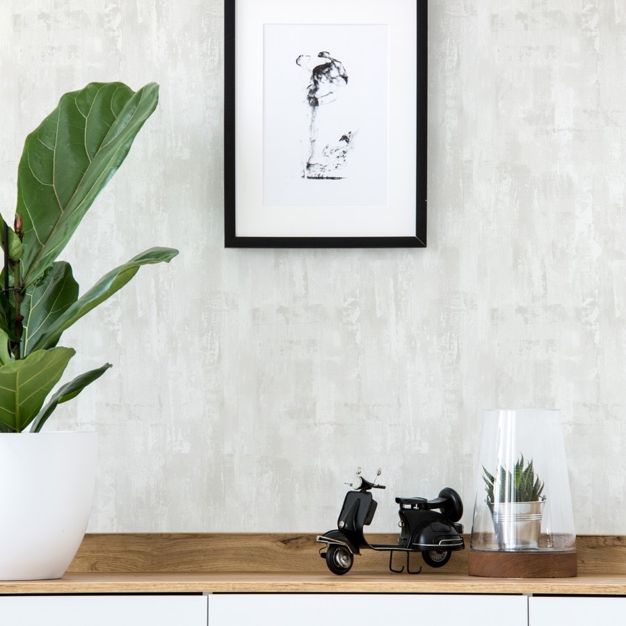 White Concrete Effect Superfresco Easy Wallpaper