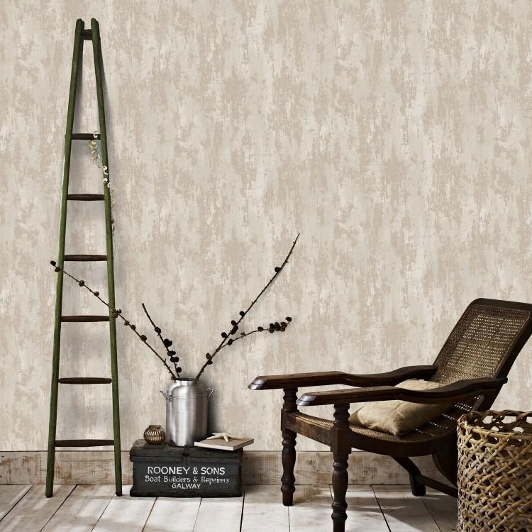 Gold & Beige Industrial Texture Wallpaper - Boutique