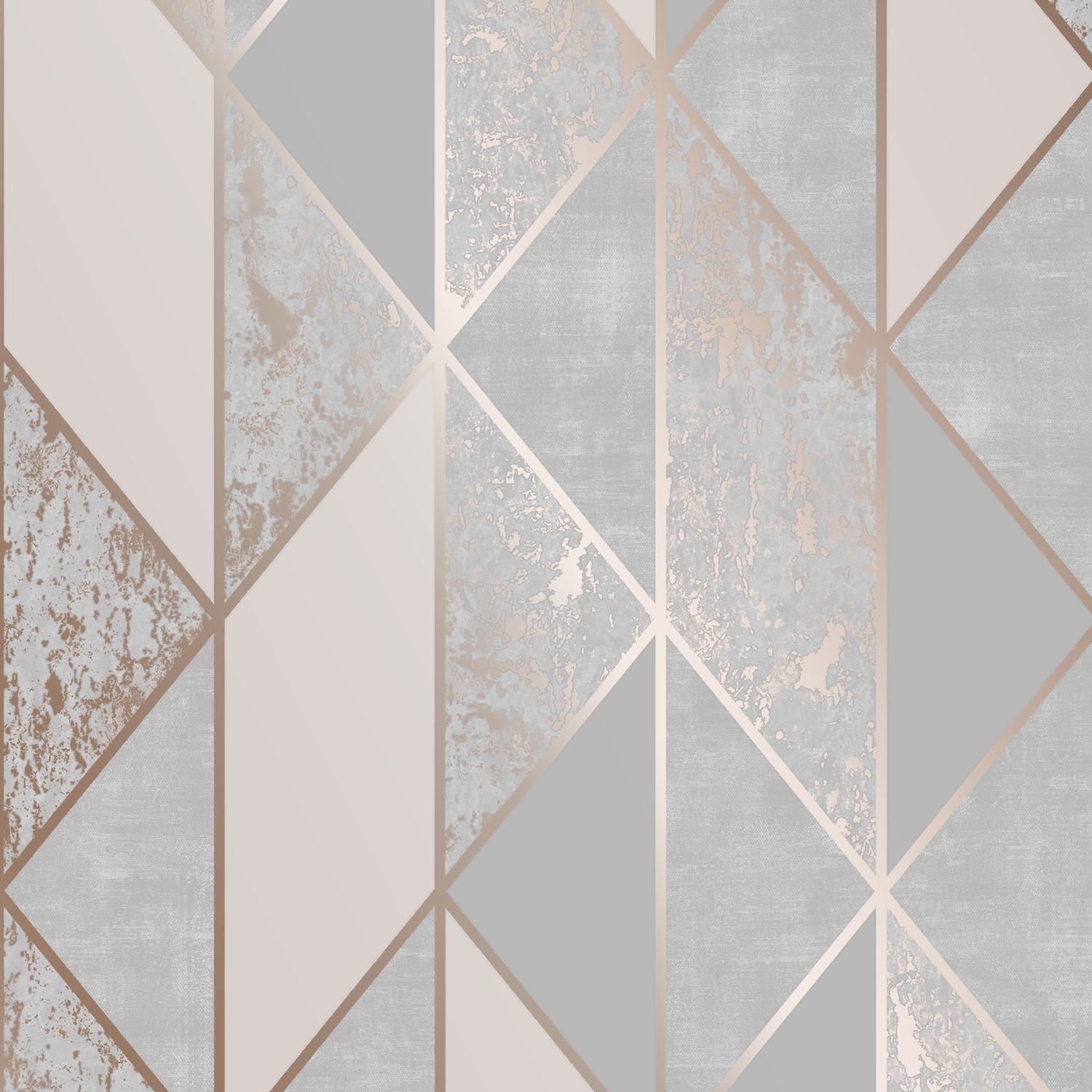 Pink & Rose Gold Geometric Wallpaper- Superfresco - Furniture123