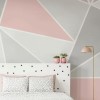 Blush Pink &amp; Grey Geometric Mural Wallpaper - Venetia