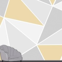 Yellow & Grey Geometric Mural Wallpaper - Venetia