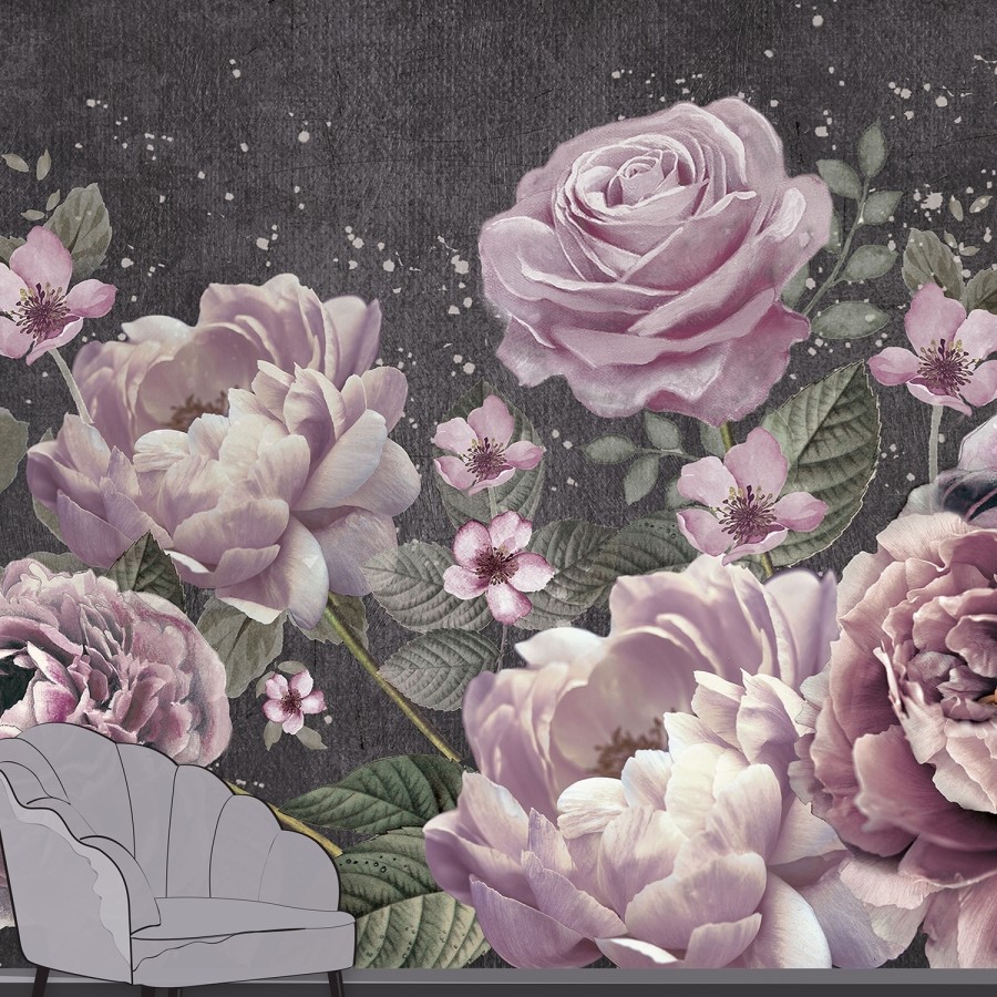 Pink Floral Mural Wallpaper - Venetia
