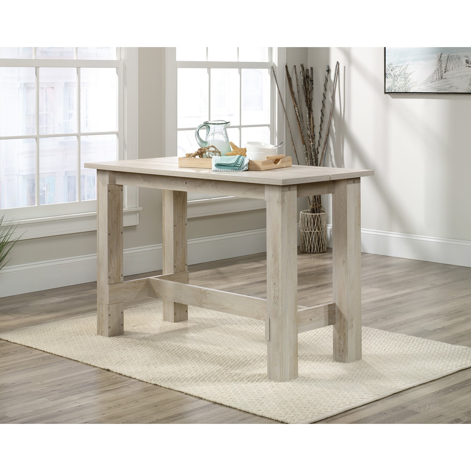 White Solid Wood Bar Table - Seats 4 - Teknik Office - Furniture123