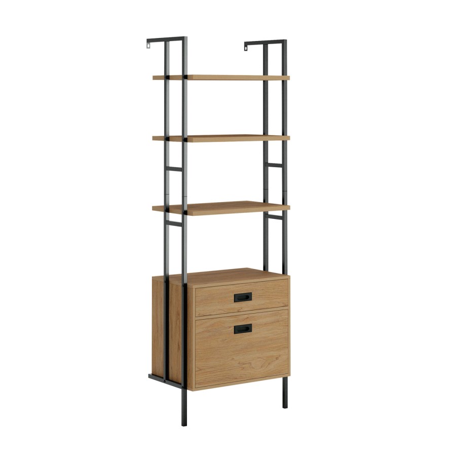 Wall Mounted 3 Shelf Bookcase with Drawers - Hythe - Teknik Office