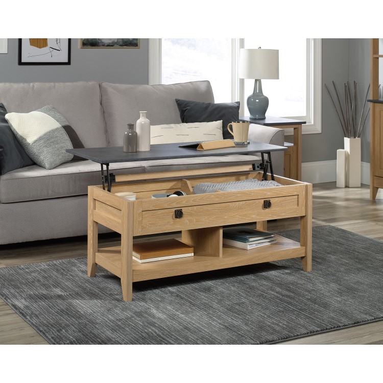 Small Oak Effect Lift Up Coffee Table - Teknik Office