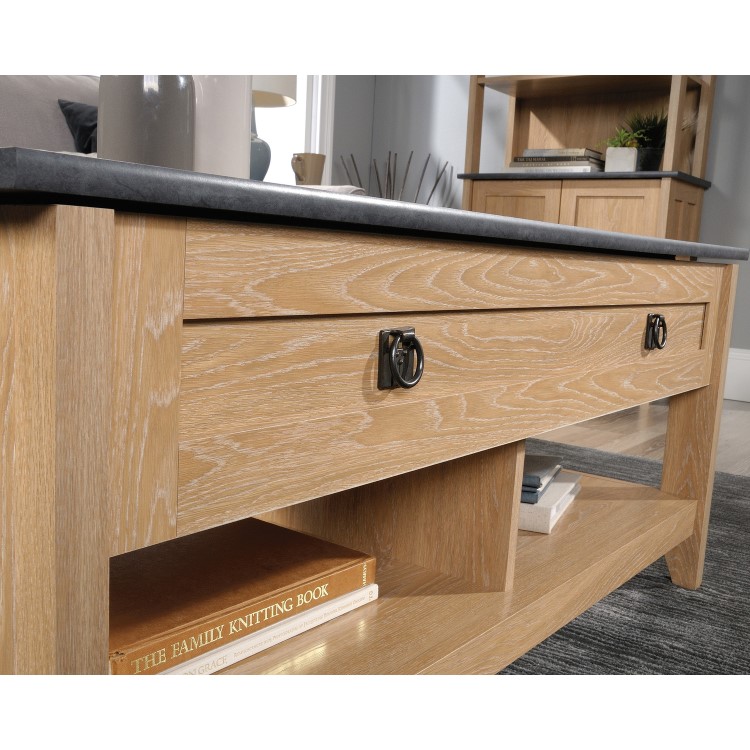 Small Oak Effect Lift Up Coffee Table - Teknik Office