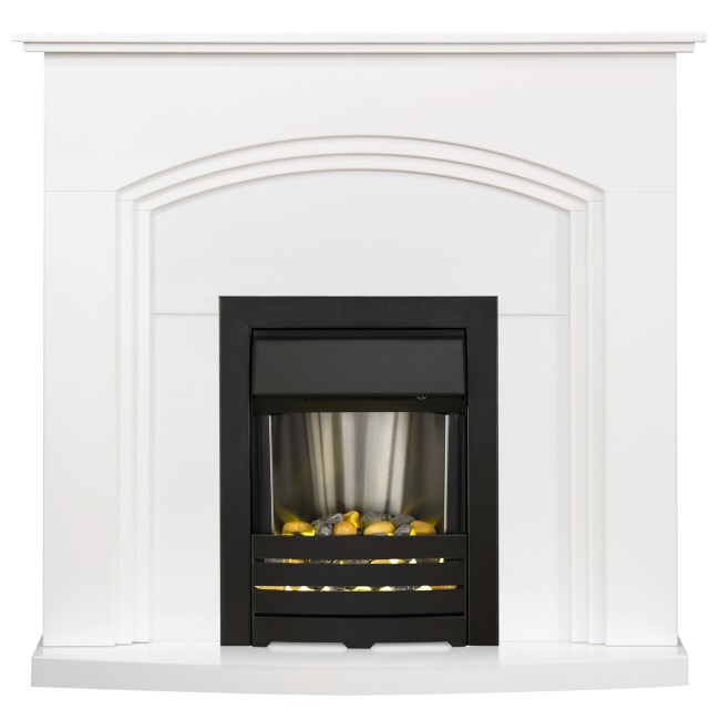 Adam Fireplace in Pure White with Helios Electric Fire in Black 41 inch - Truro